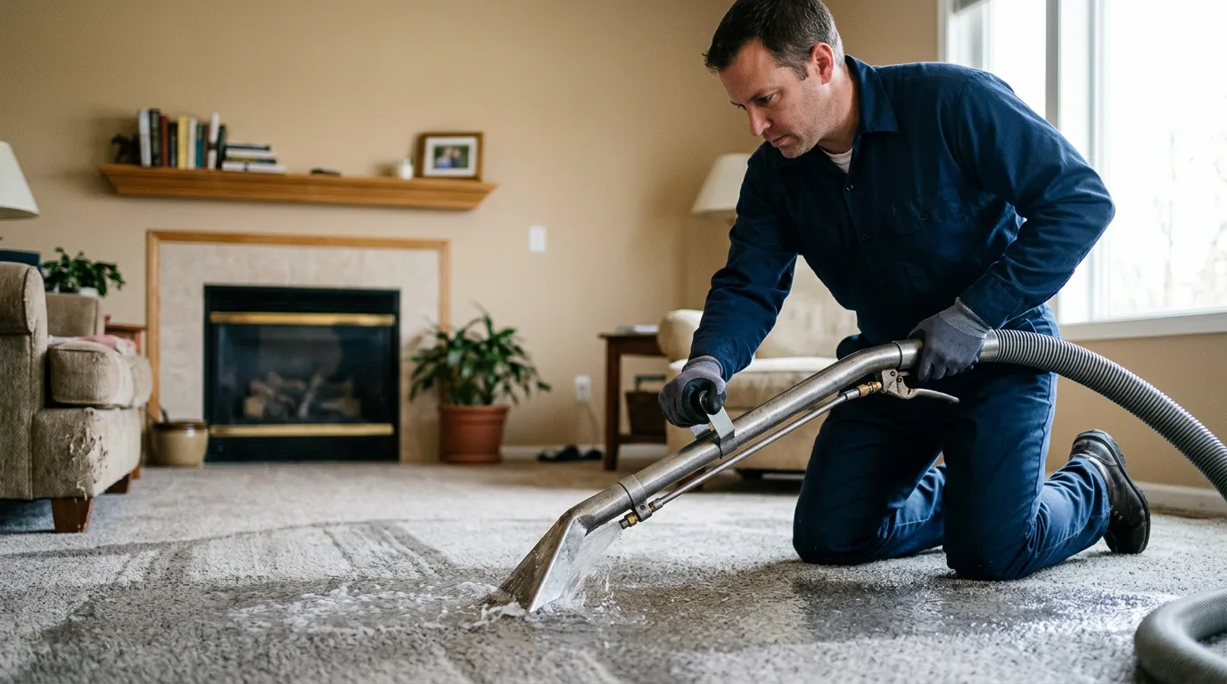 Water damage restoration technician working near Inkster, MI